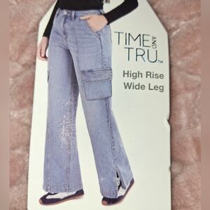 Time and Tru High Rise Wide Leg Cargo Jeans Size 16